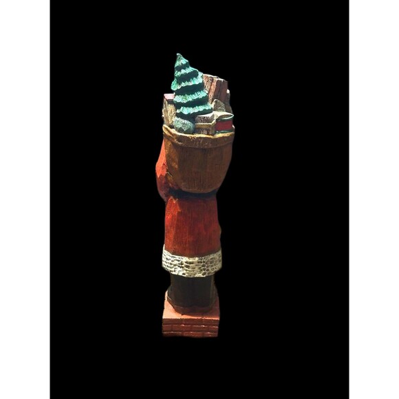 Vintage 10" Old World Santa With Backpack Of Toys Carrying A Walking Stick - Picture 3 of 11